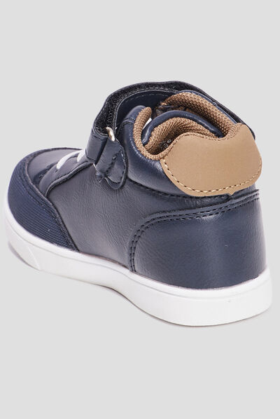 Baskets montantes à scratchs Kicone bleu marine bébé garçon