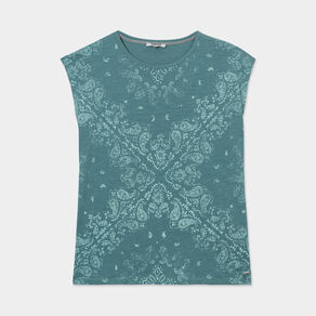 T-shirt col rond manches courtes Creeks vert émeraude femme