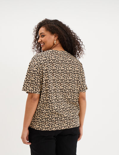 T-shirt col rond manches courtes coton sable femme grande taille