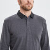 Polo manches longues col boutonné coton gris homme
