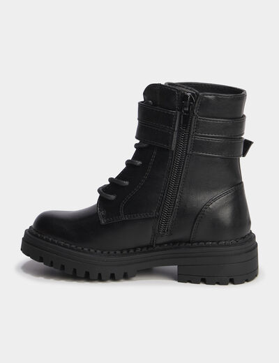 Boots &agrave; boucles et lacets noir fille