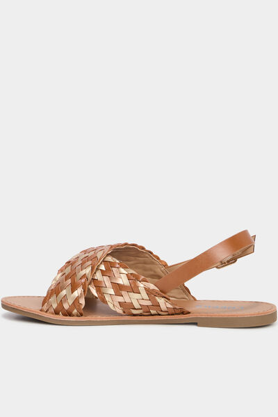 Sandales brides tress&eacute;es crois&eacute;es multicolore femme
