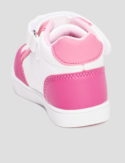 Baskets montantes à scratchs Kicone rose bébé fille