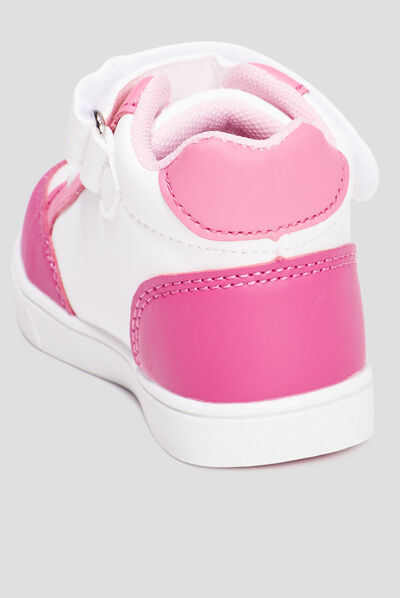 Baskets montantes à scratchs Kicone rose bébé fille