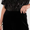 Pantalon large en velours taille haute noir femme