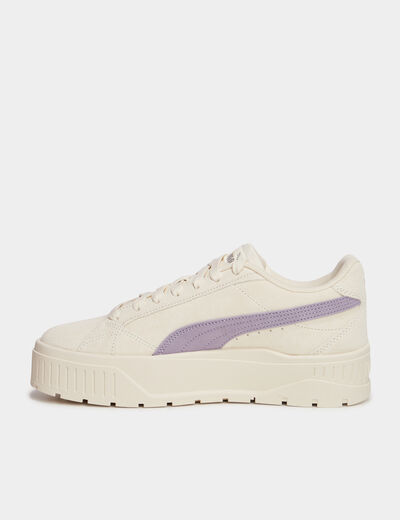 Tennis basses suédine en cuir Puma ivoire femme