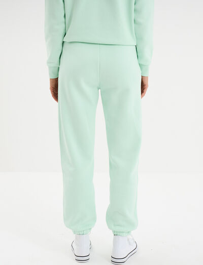 Pantalon jogging droit molleton vert clair femme