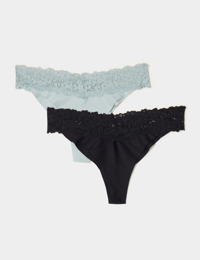 Lot 2 tangas micro sans couture vert clair femme