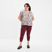 Blouse col en V manches courtes ecru femme grande taille
