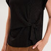 Top broderie anglaise nou&eacute; &agrave; la taille noir femme