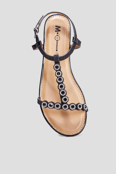 Sandales détails bijoux Mosquitos noir femme