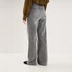Jean large taille haute ceinture tress&eacute;e denim gris femme