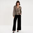 Blouse cache-coeur manches longues jaune or femme