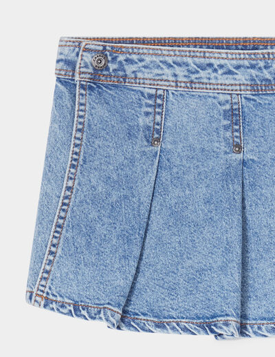 Jupe-short en jean avec plis denim double stone fille