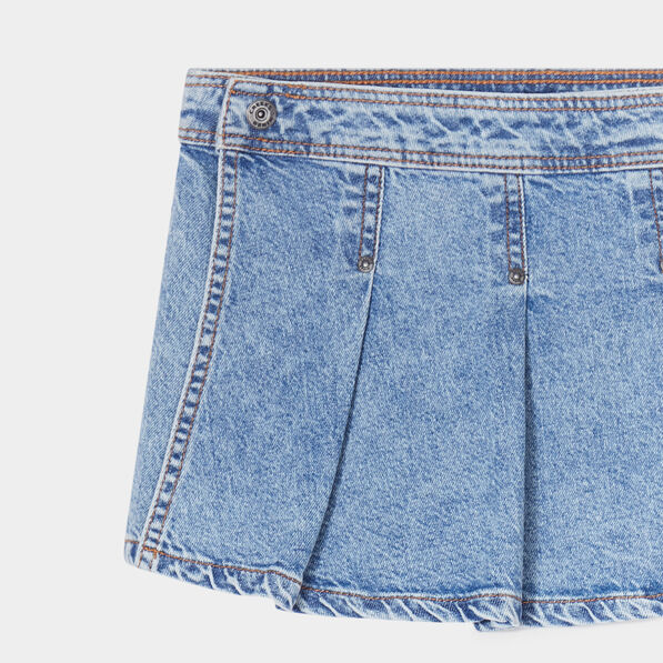 Jupe-short en jean avec plis denim double stone fille