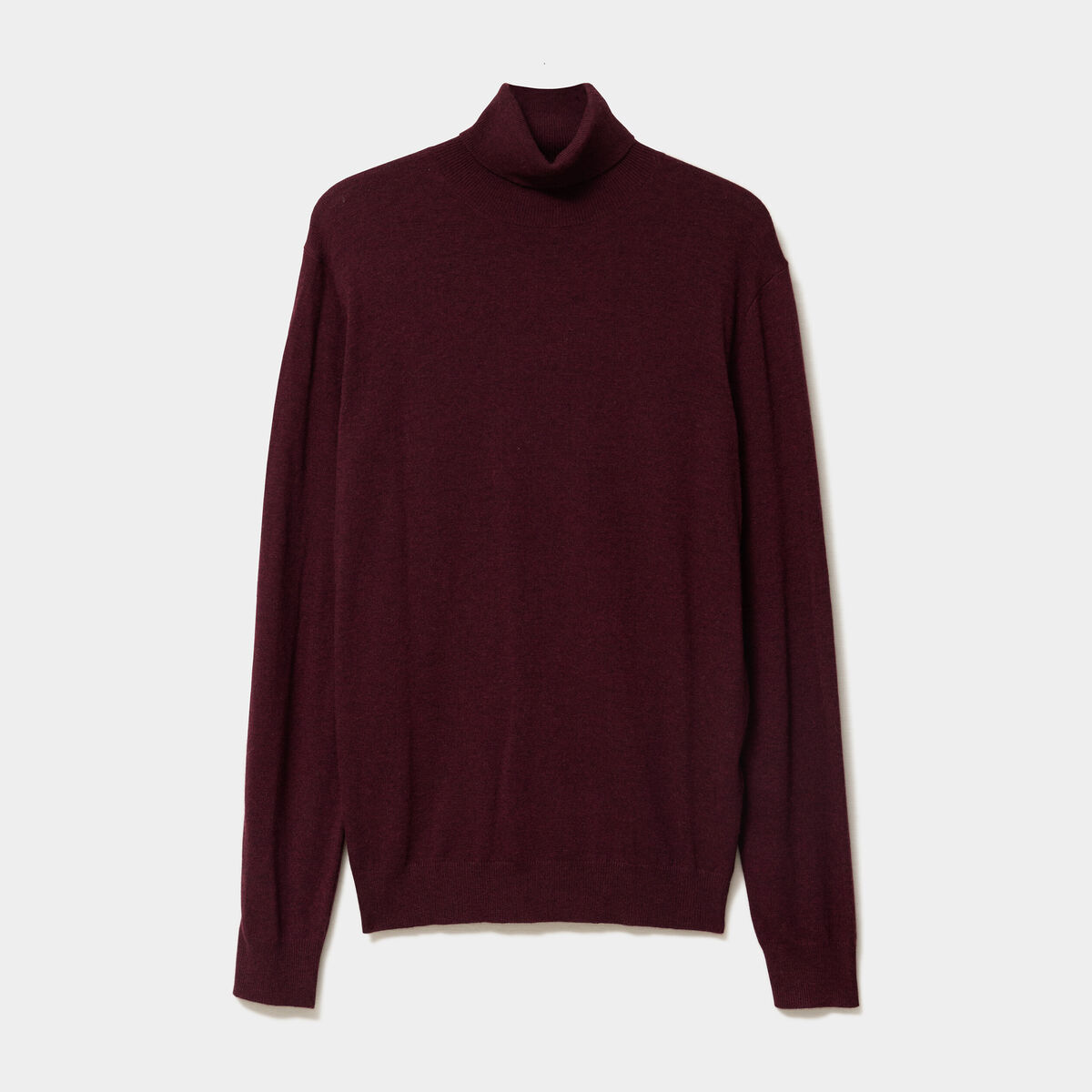 Pull col roul&eacute; manches longues violet fonc&eacute; homme