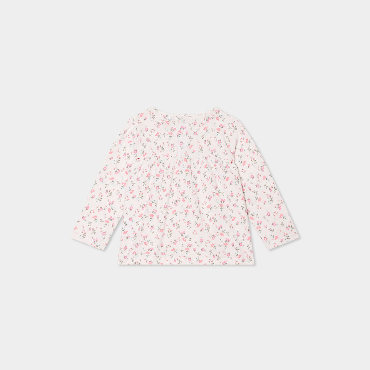 T-shirt manches longues col rond coton ecru bébé fille