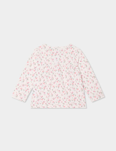 T-shirt manches longues col rond coton ecru bébé fille