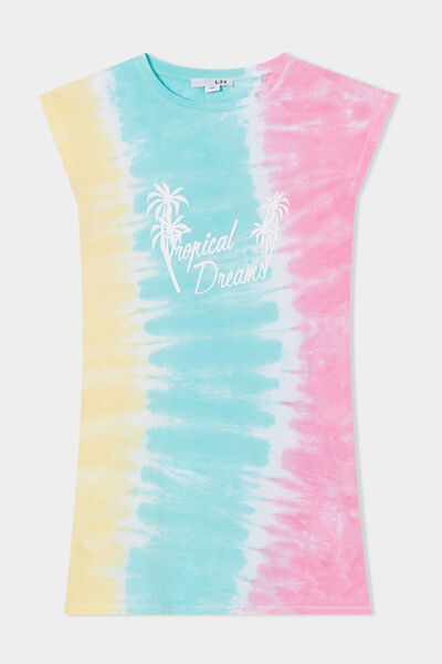 Chemise de nuit courte coton rose fille