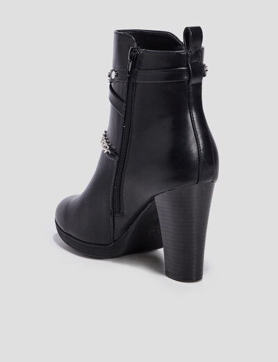 Bottines à talons avec chaînes noir femme