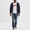 Sweat zipp&eacute; molleton &agrave; capuche bleu marine homme