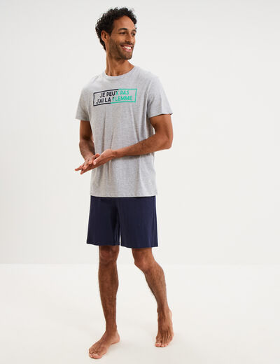 Ensemble pyjama short et t-shirt gris clair homme