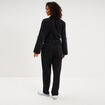 Combinaison pantalon en jean ceintur&eacute;e denim noir femme