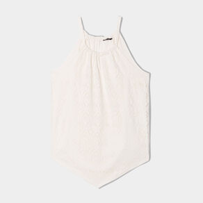 T-shirt dentelle sans manches blanc femme
