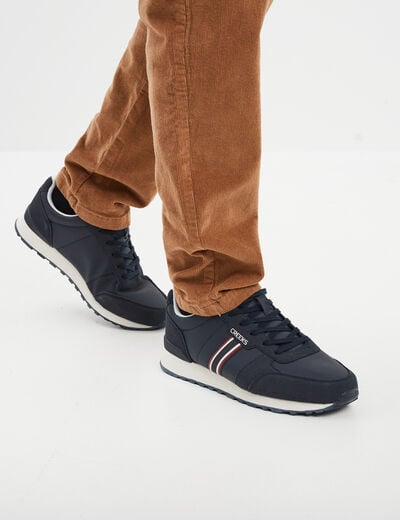 Baskets running à lacets bleu marine homme