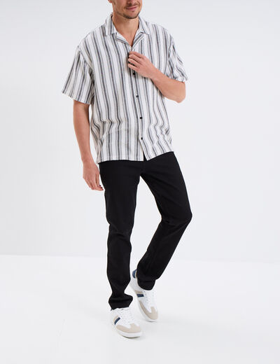 Chemise col cubain manches courtes coton blanc homme