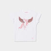 T-shirt à sequins manches courtes coton ivoire fille