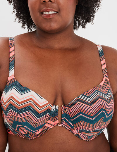 Haut de maillot de bain forme corbeille bleu pétrole femme grande taille