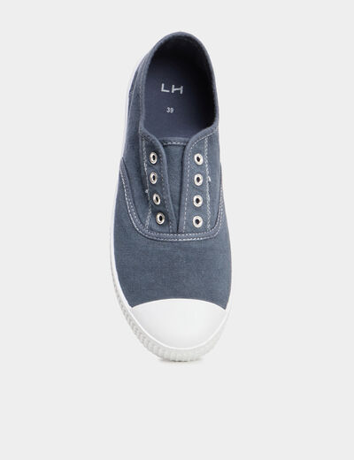 Tennis basses en toile enfilage facile bleu marine femme