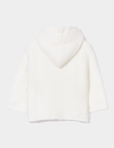 Gilet boutonné à capuche doublé Creeks blanc bébé fille