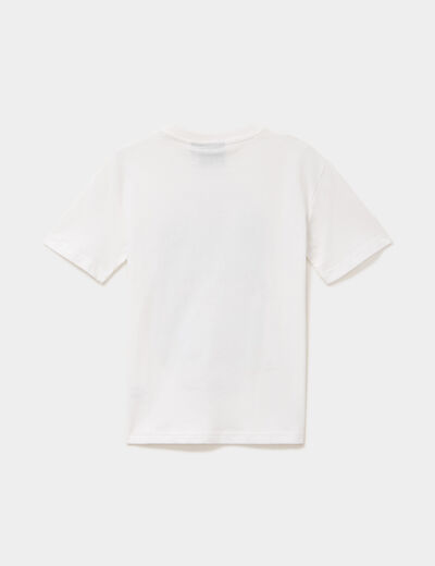 T-shirt manches courtes coton Minecraft ivoire gar&ccedil;on