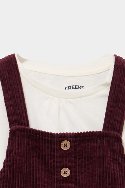 Ensemble 3 pi&egrave;ces avec robe velours violet fonc&eacute; b&eacute;b&eacute; fille