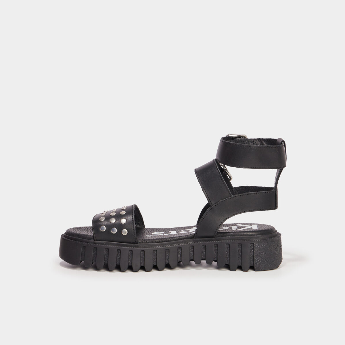 Sandales KICKERS En Cuir Noir Petits Talons - Taille 37 - Occasion Avec Très Légères Traces