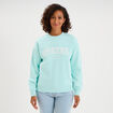 Sweat molleton col rond manches longues bleu turquoise femme