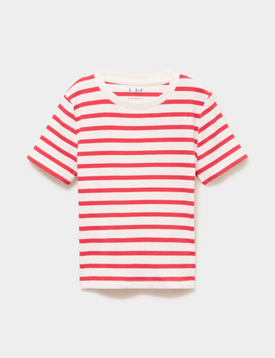 T-shirt marini&egrave;re manches courtes ecru fille