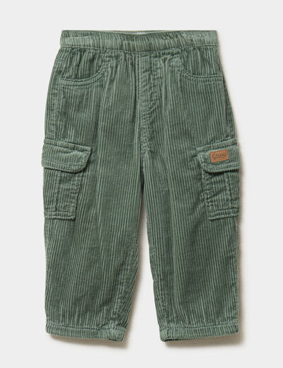 Pantalon effet velours c&ocirc;tel&eacute; vert &eacute;meraude b&eacute;b&eacute; gar&ccedil;on