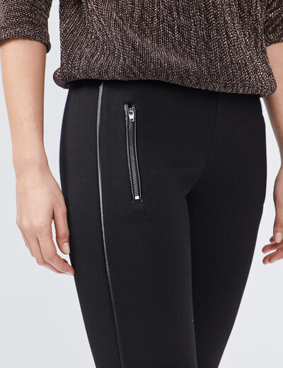 Pantalon legging skinny poche zippée noir femme