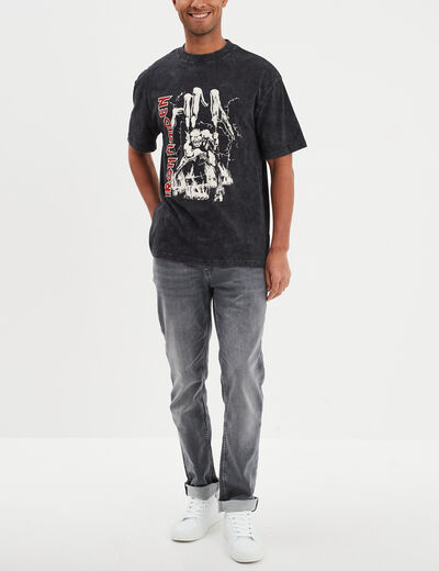 T-shirt teinture spéciale Iron Maiden noir homme