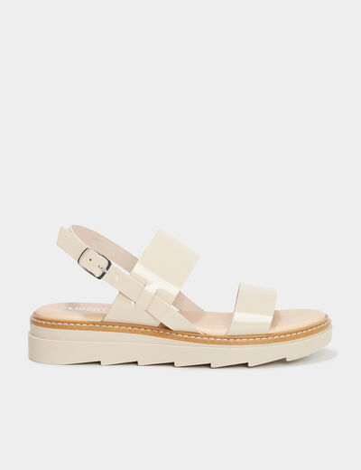 Sandales brides vernies cuir Liberto sable femme