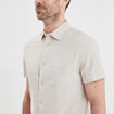 Chemise manches courtes lin mélangé gris clair homme