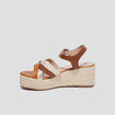 Sandales compensées brides croisées marron femme