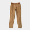 Pantalon chino slim effet velours vert kaki femme