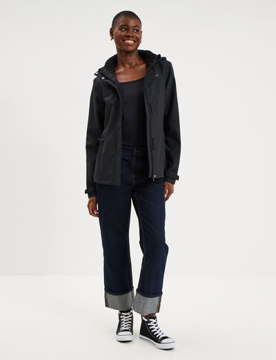 Coupe-vent imperm&eacute;able &agrave; capuche noir femme
