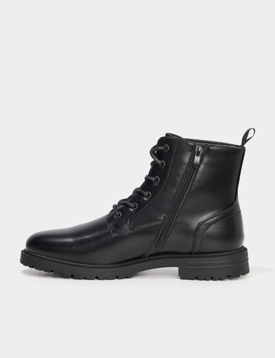 Bottines zipp&eacute;es effet similicuir noir homme