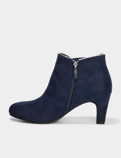 Bottines aspect daim &agrave; talons bleu marine femme