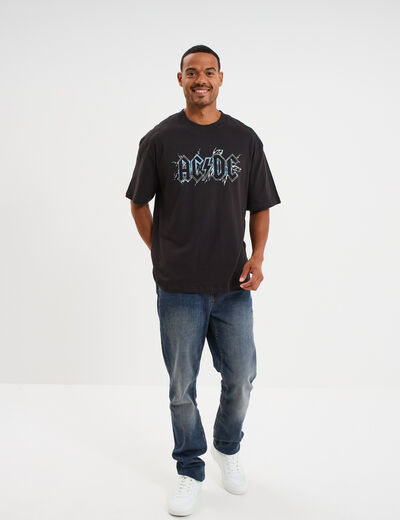 T-shirt manches courtes coton AC/DC gris foncé homme